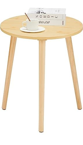 Apicizon White Round Side Table Set of 2, Modern Living Room Nightstand
