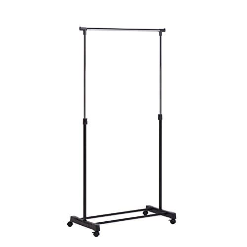 Honey-Can-Do GAR-01122 Chrome Adjustable Height Rolling Clothes Rack 30 lbs
