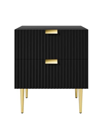 Mid Century Modern Gold Frame Nightstand with Drawer & Shelf, White Bedrooms & Living Room Dresser