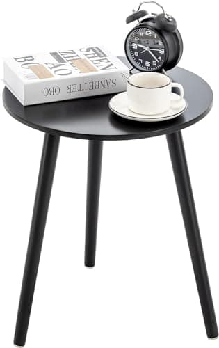Apicizon White Round Side Table Set of 2, Modern Living Room Nightstand
