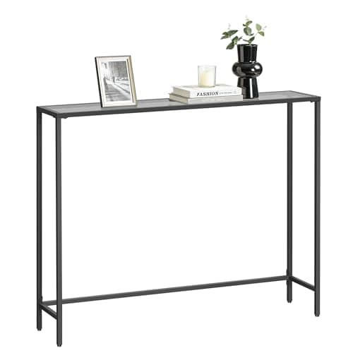 VASAGLE 39.4 Inches Tempered Glass Living Room Console Table, Black