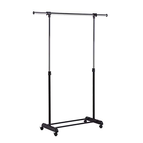 Honey-Can-Do Chrome Adjustable Rolling Clothes Rack, 30 lbs