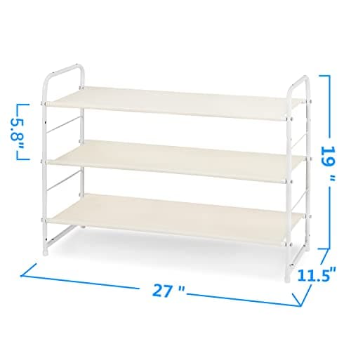 White 3-Tier Expandable Fabric Shoe Storage Organizer