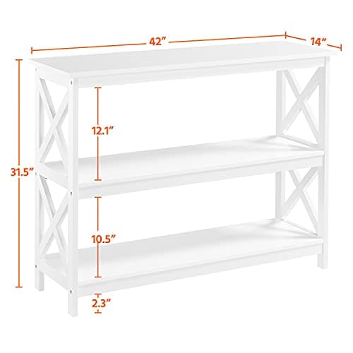 Yaheetech White Narrow Console Table with 3 Shelves for Hallway Living Room