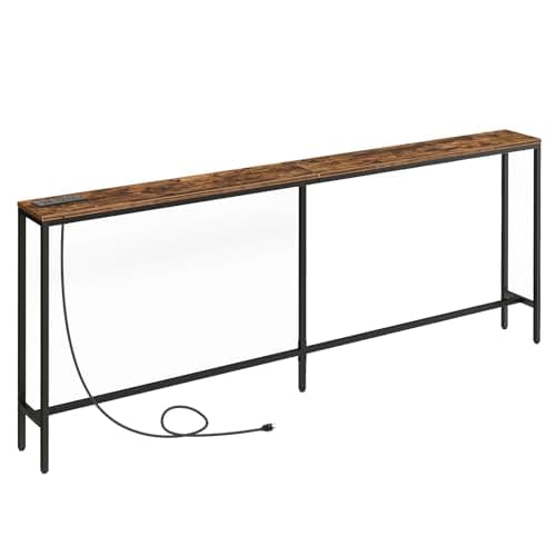 Black Industrial Console Table with USB Ports CTHB18E01