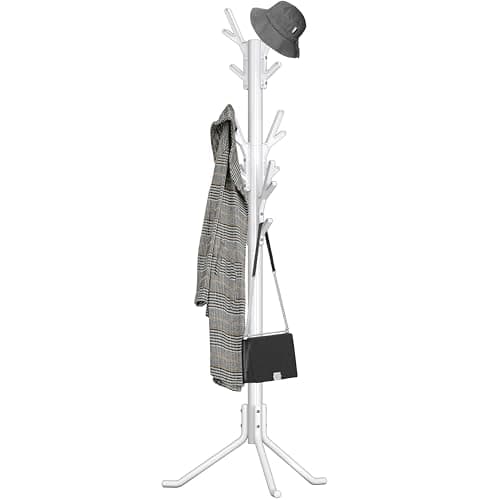 White Shaped Tree Coat and Hat Hanger with 18 Hooks