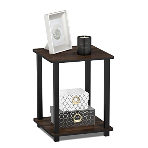 Furinno Columbia Walnut/Black Set of 2 End Tables