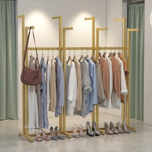 Heavy Duty Gold Metal Clothes Rack, 8 Straight Arms, Adjustable 46-63"	height