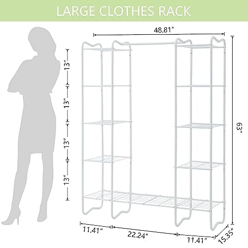 Portable Closet and Clothes Rack with Shelves