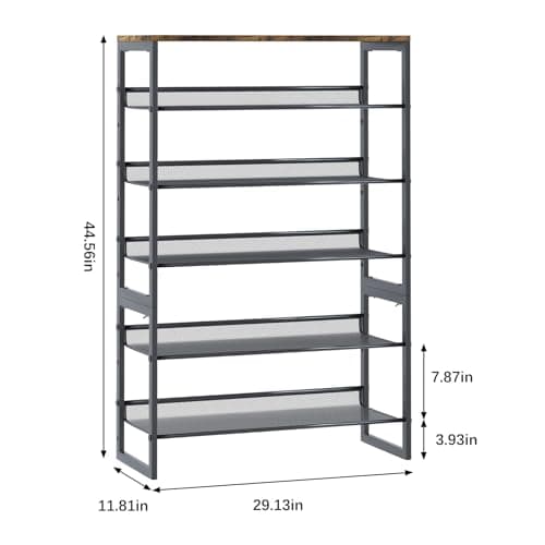 Garden 4 You 6-Tier Shoe Storage Rack, Brown Wooden Top, Large Capacity