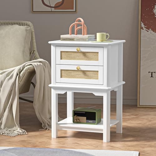 Giluta Natural Rattan 2-Drawer Nightstand, 27.95" H