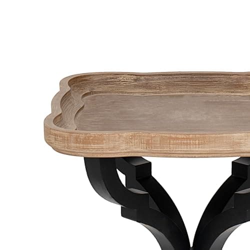 Rustic Farmhouse Cottagecore Accent End Table, Natural White Tray Top, Handcrafted Modern Finish
