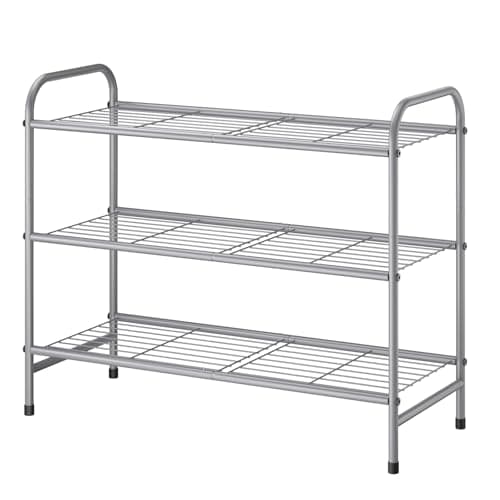 Kissette Stainless Steel Shoe Organizer - Sturdy Closet & Front Door Rack, Free Standing Shelf, White