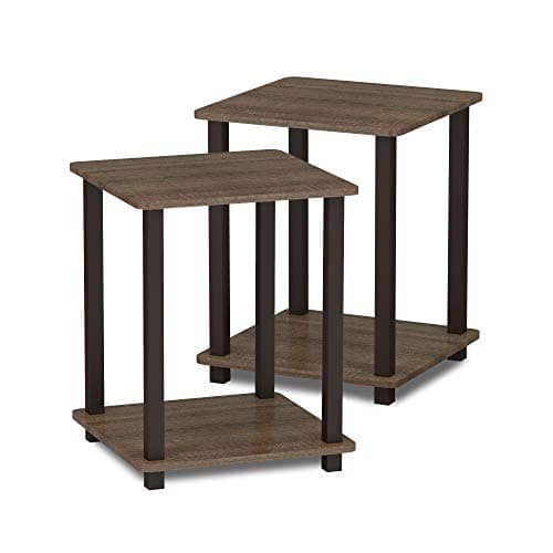 Furinno Columbia Walnut/Black Set of 2 End Tables