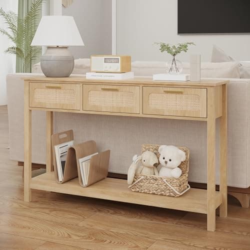 Elyken 51.2" Boho Narrow Entryway Table with Storage Drawers