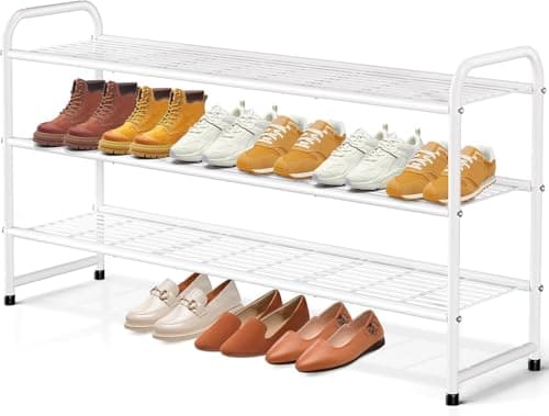 KEETDY Black 3-Tier Metal Shoe Organizer for Closet Storage