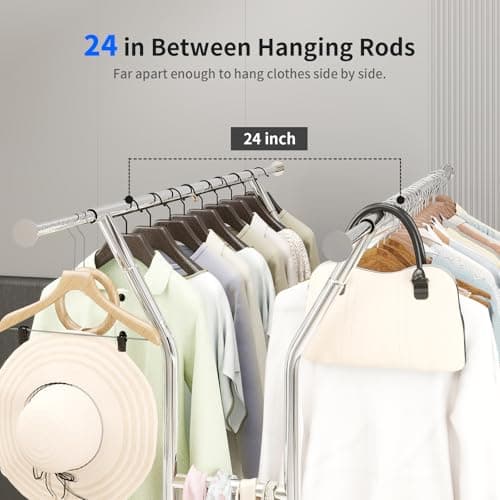 Heavy Duty Y-Type Rolling Clothing Rack, Adjustable Height