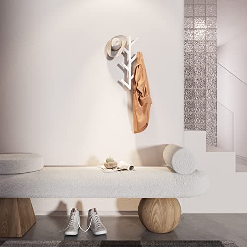 RRG White Metal Vertical Hat & Coat Rack, 16" High, Wall Mountable