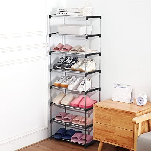Black 3-Tier Stackable Shoe Organizer for Entryway and Closet