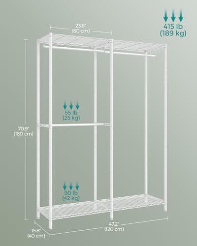 SONGMICS Cloud White Heavy-Duty Garment Rack ULGR423W01