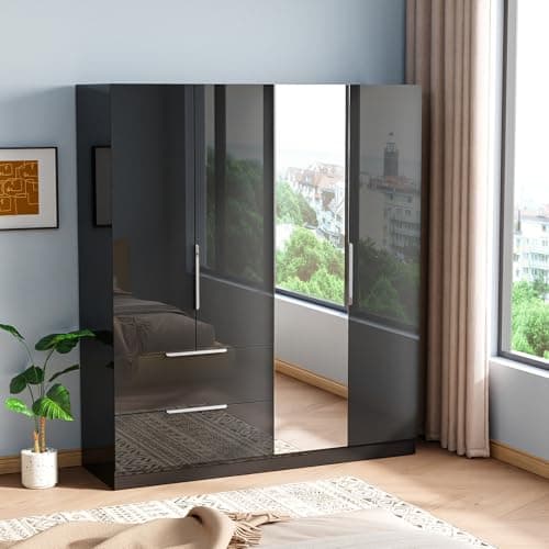 VINGLI Rustic Grey Wide Armoire Wardrobe Closet