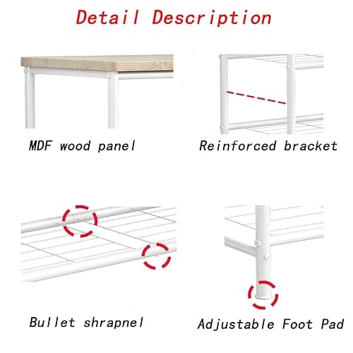 White + Oak 5-Tier Metal Shoe Organizer for Closet Entryway