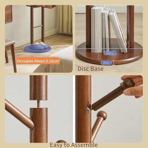 Natural Wooden Coat Tree with Organizer Tray and Shelf
