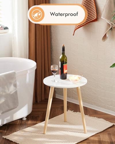 Apicizon White Round Side Table Set of 2, Modern Living Room Nightstand