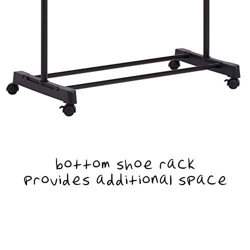 Honey-Can-Do GAR-01122 Chrome Adjustable Height Rolling Clothes Rack 30 lbs