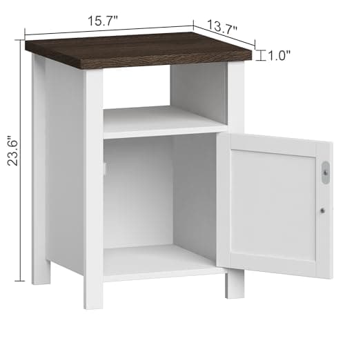 ChooChoo Farmhouse Nightstands Set of 2, White Vintage Storage Tables