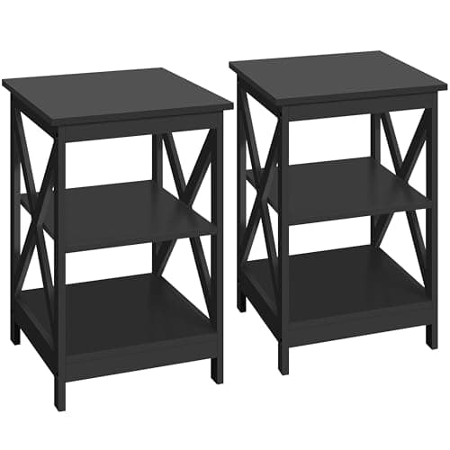Yaheetech 3-Tier Living Room End Table with Storage, White