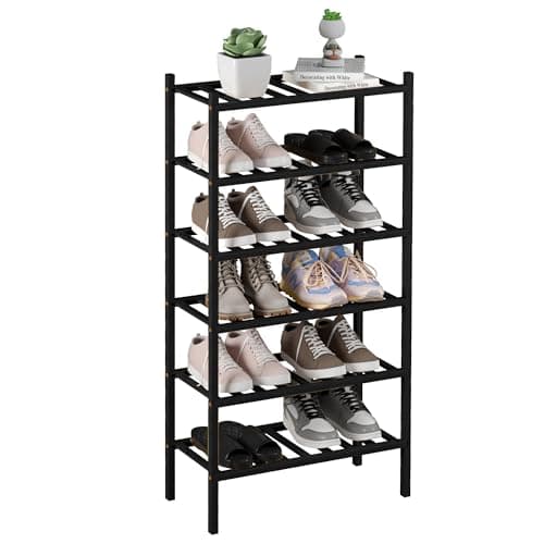 Bamboo 3-Tier Shoe Rack for Small Spaces (Brown)
