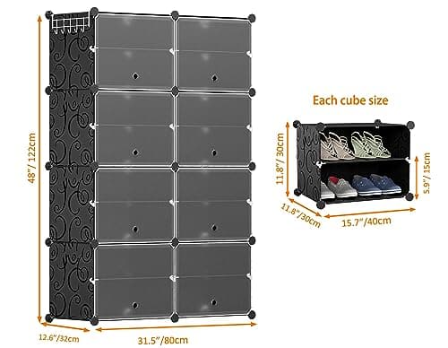 8-Tier HOMIDEC Shoe Storage Cabinet for Closet Entryway Organizer