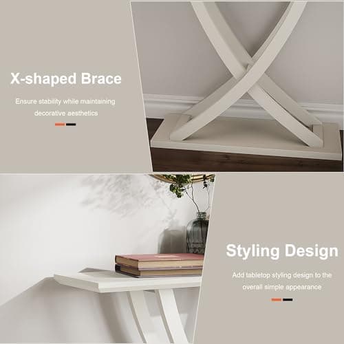 ChooChoo White Wood Console Table with Storage for Hall and Living Room