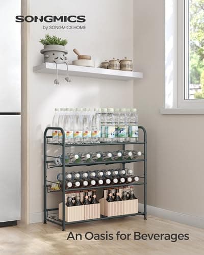 SONGMICS 4-Tier Shoe Organizer, Grey, Front Door & Closet Shoe Rack