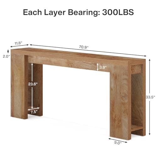 Tribesigns 70.9-Inch Extra Long Farmhouse Wood Console Table for Living Room