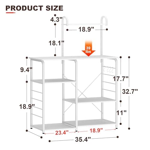 Soges White Multi-Functional Kitchen Microwave Stand & Rack
