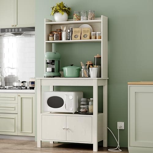 Furniouse Industrial Brown 5-Tier Kitchen Bakers Rack with Power Outlet