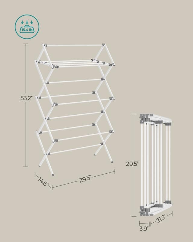 SONGMICS Folding White Outdoor Clothes Drying Rack ULLR770W01