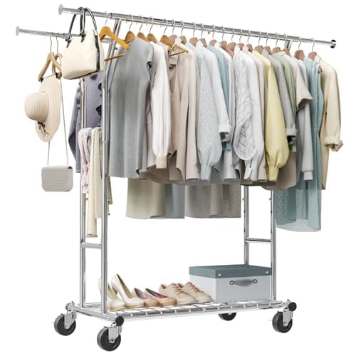 Heavy Duty Y-Type Rolling Clothing Rack, Adjustable Height