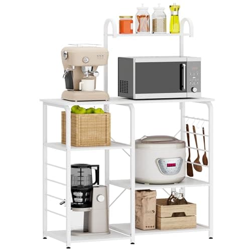 Soges White Multi-Functional Kitchen Microwave Stand & Rack