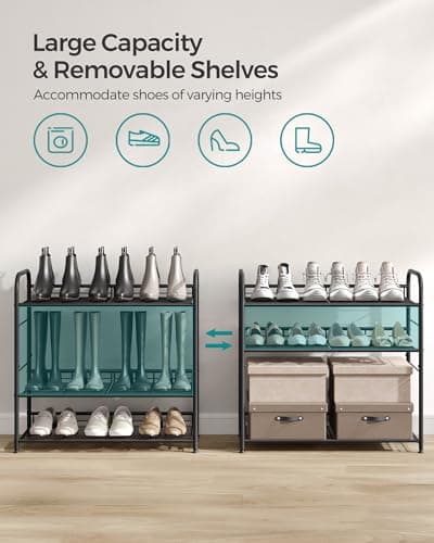 SONGMICS 4-Tier Metal Shoe Organizer, Holds 20 Pairs, Black
