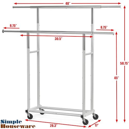 Silver Standard Double Rod Garment Rack by Simple Houseware