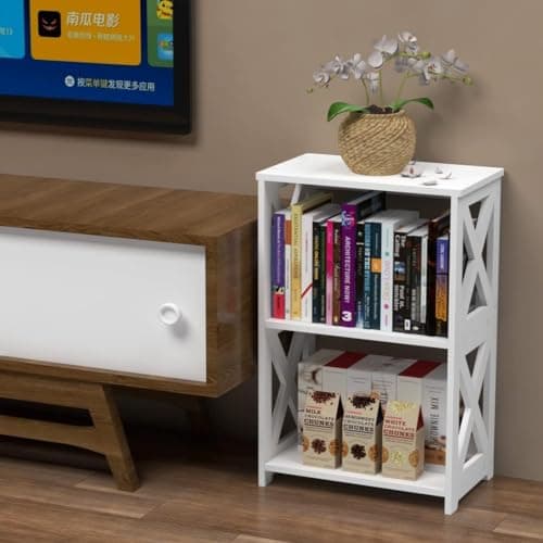 White 3-Tier Nightstand for Living Room Set of 2