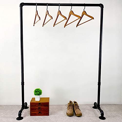 Vintage Black Steampunk Iron Pipe Clothing Rack,Heavy Duty Hanging Display