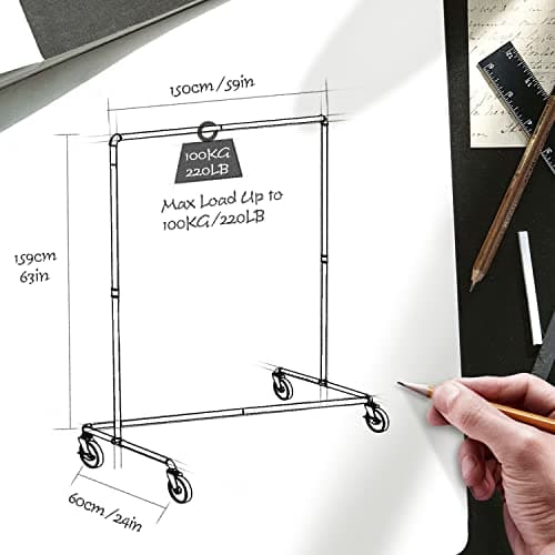 GREENSTELL Rolling Industrial Pipe Clothes Rack, 2 Packs (59x24x63 inches)