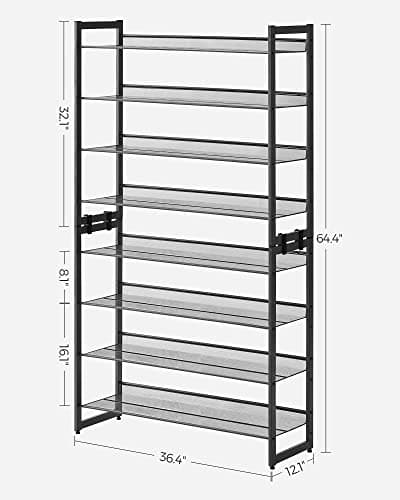 SONGMICS 8-Tier Shoe Organizer, Metal Garage Rack, Black ULMR08B