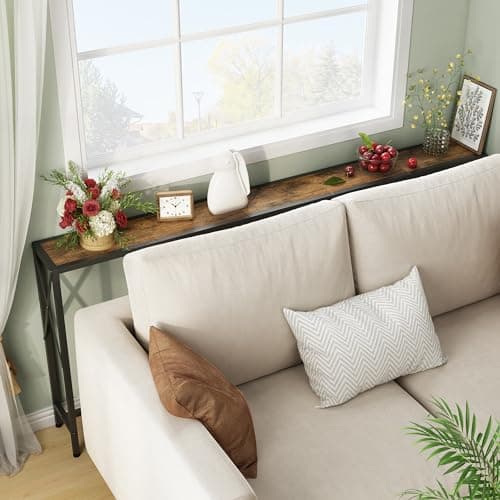 Narrow Industrial Console Table for Entryway, Living Room, Bedroom