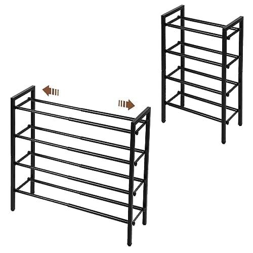 SALADAYS 4-Tier Expandable Shoe Rack, Durable Metal Storage Organizer (Black)