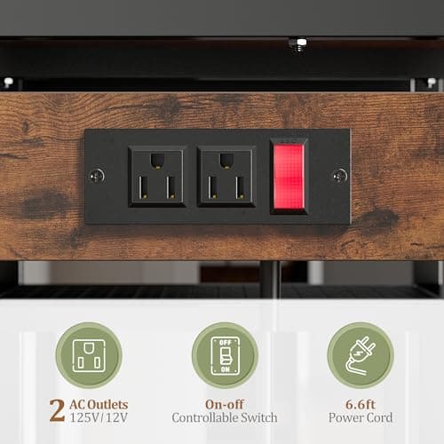 EnHomee Rustic Brown Bakers Rack with Power Outlet & Storage